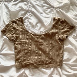 Forever 21 Taupe Short Sleeve Crop Top
